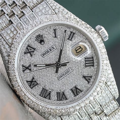 diamond rolex silver on model|rolex full diamond watch.